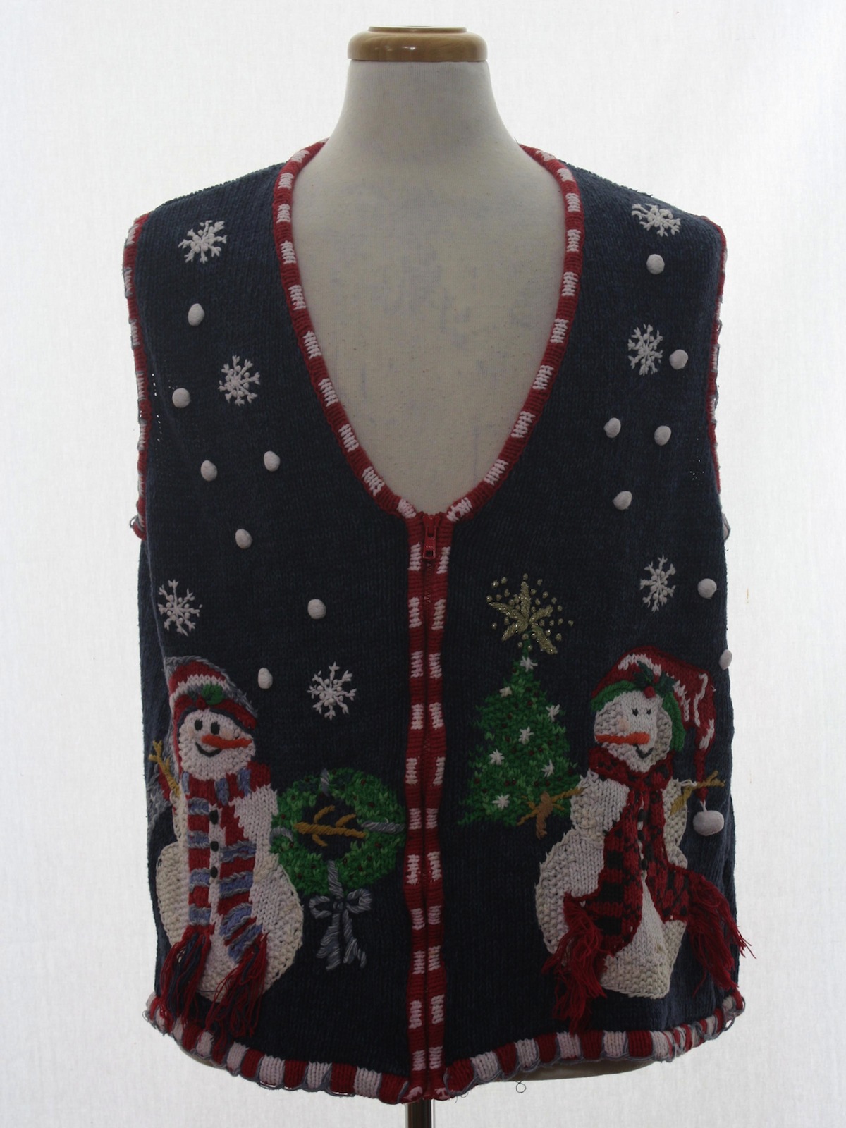 Ugly Christmas Sweater Vest Carolina Colours Unisex heathered blue background cotton ramie