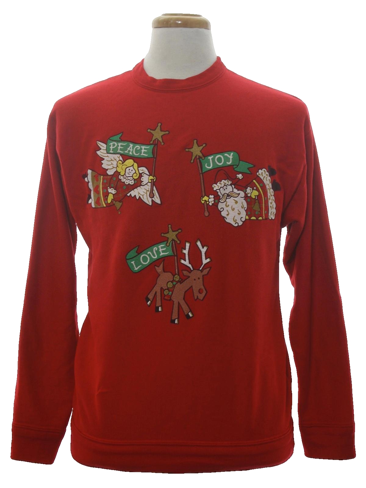 Ugly Christmas Sweatshirt: -Blair- Unisex red background cotton ramie ...