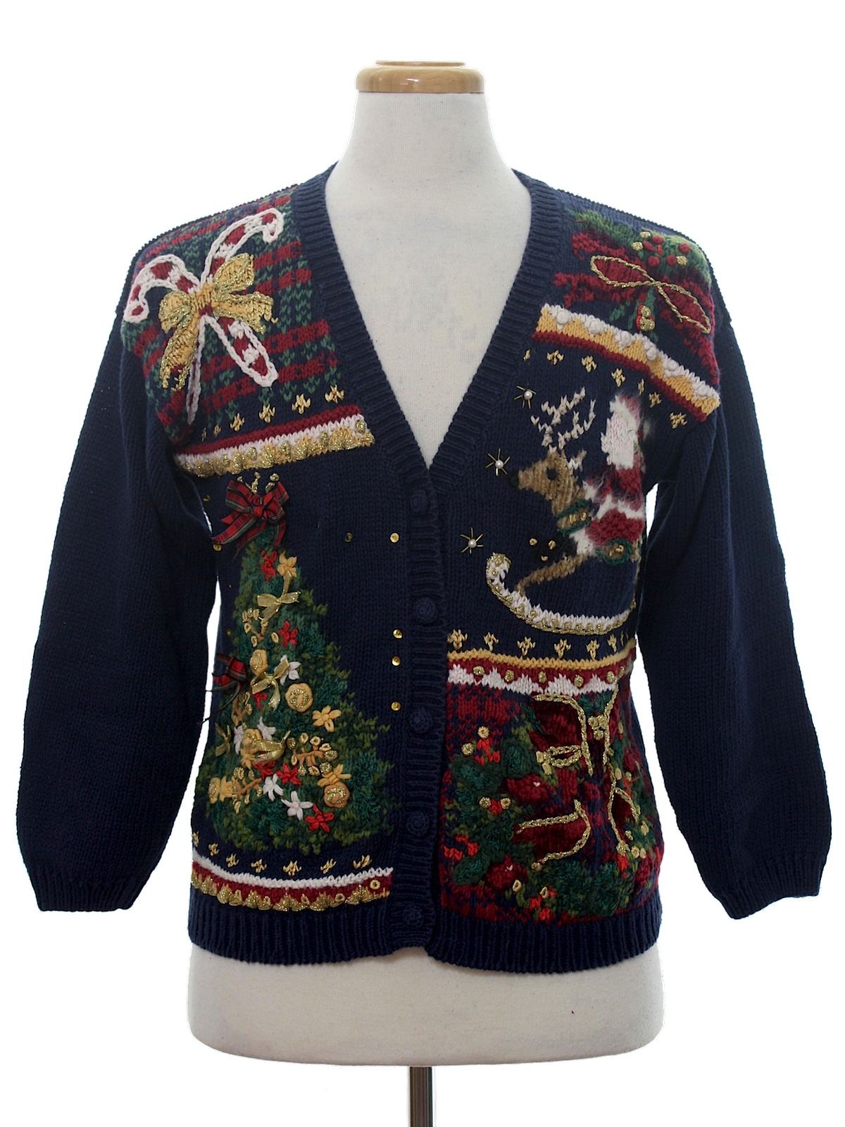 1990s Womens Vintage Ugly Christmas Cardigan Sweater: 90s authentic ...