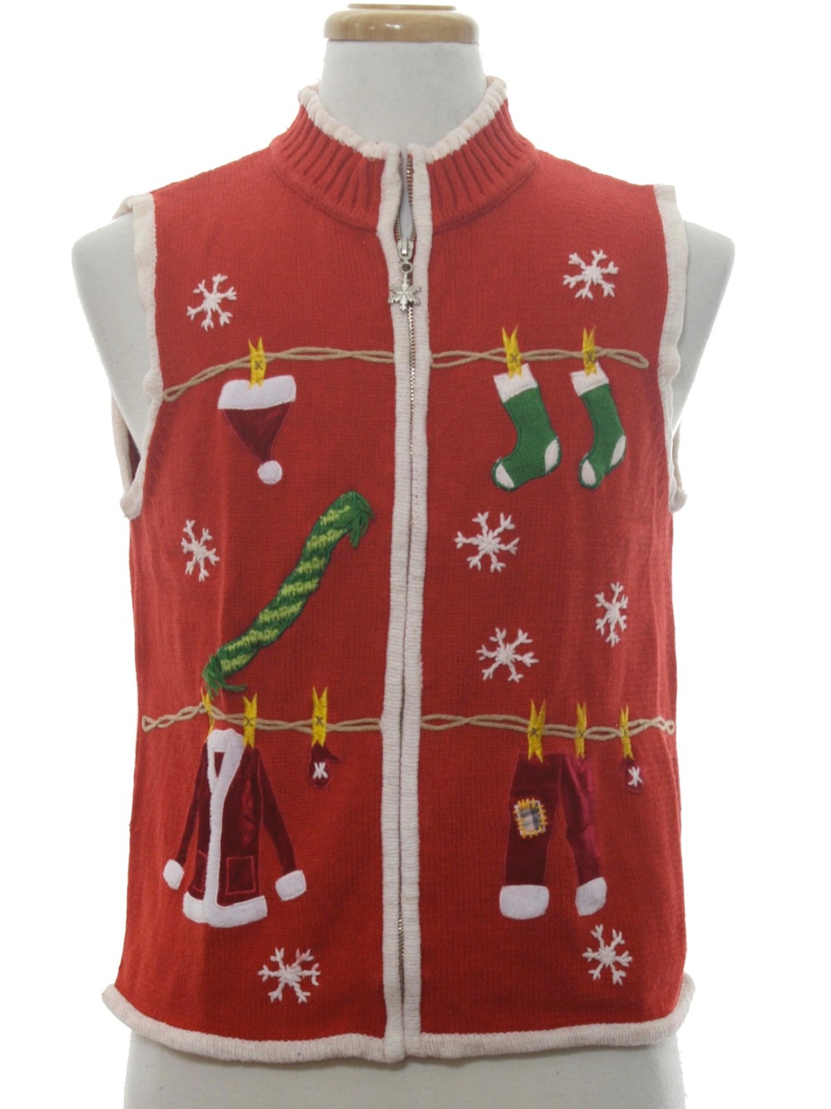 Ugly Christmas Sweater Vest: -Mercer St Studio- Unisex red background ...