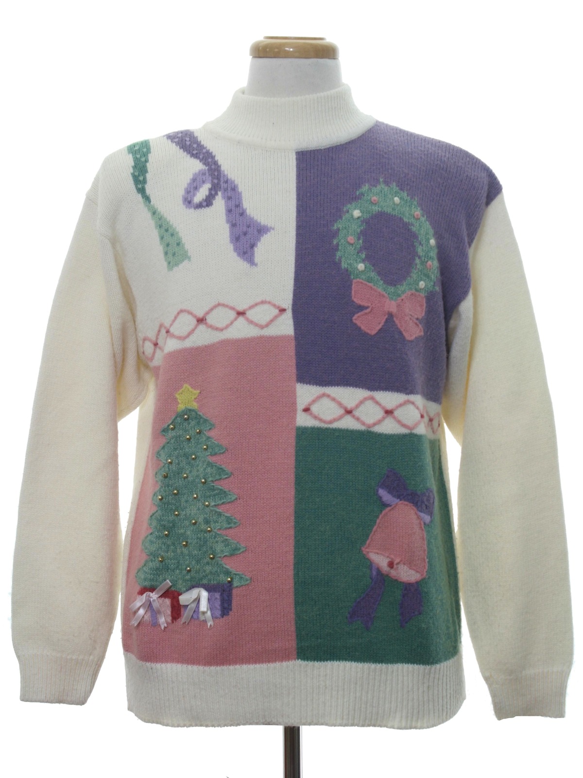 pink and green christmas sweater