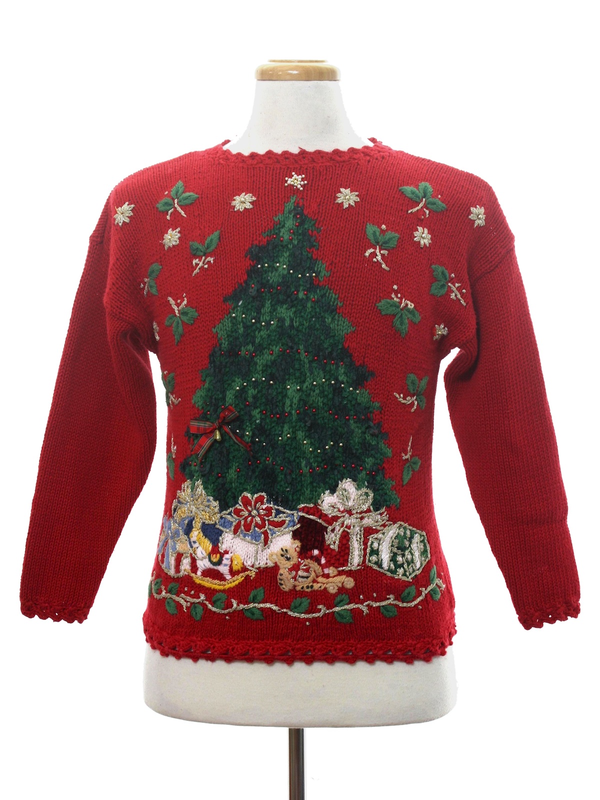 Womens Ugly Christmas Sweater: -Heirloom Collectibles- Womens red ...