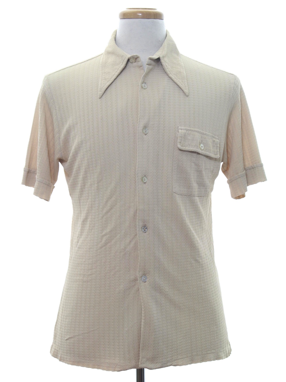 Retro Seventies Knit Shirt: 70s -label- Mens beige background ...