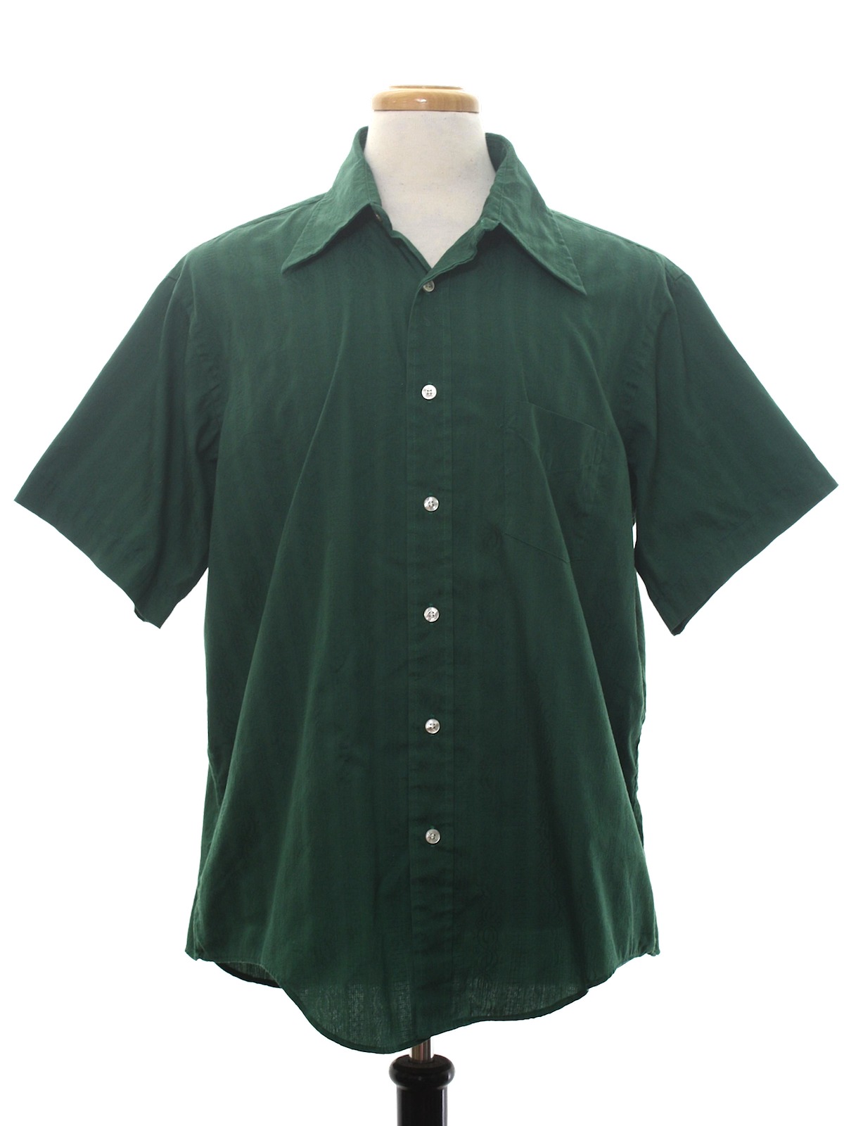 Retro 70's Shirt: 70s -Enro- Mens emerald green background polyester ...
