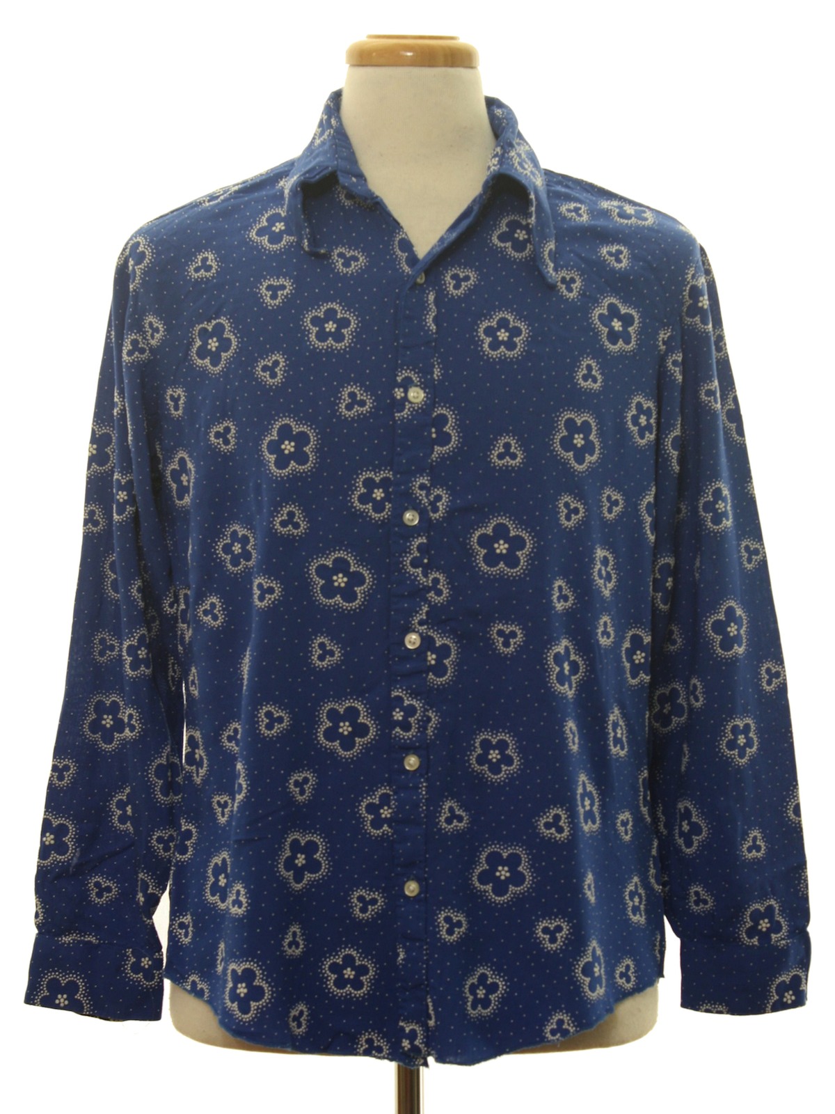 Vintage 70s Print Disco Shirt: 70s -h.i.s.- Mens true blue background ...