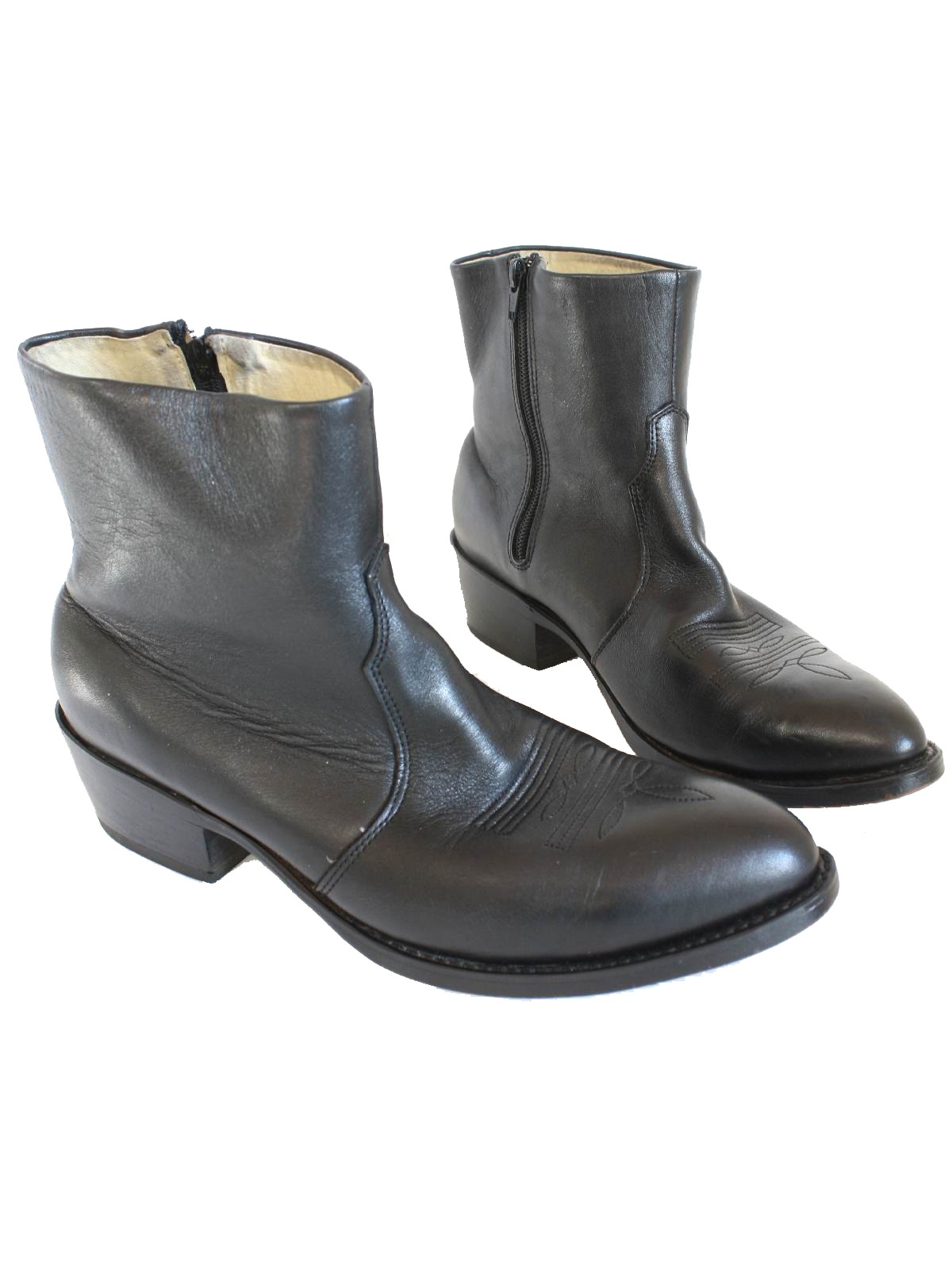 Eighties Vintage Shoes: 80s -Durango- Mens smooth black leather western ...