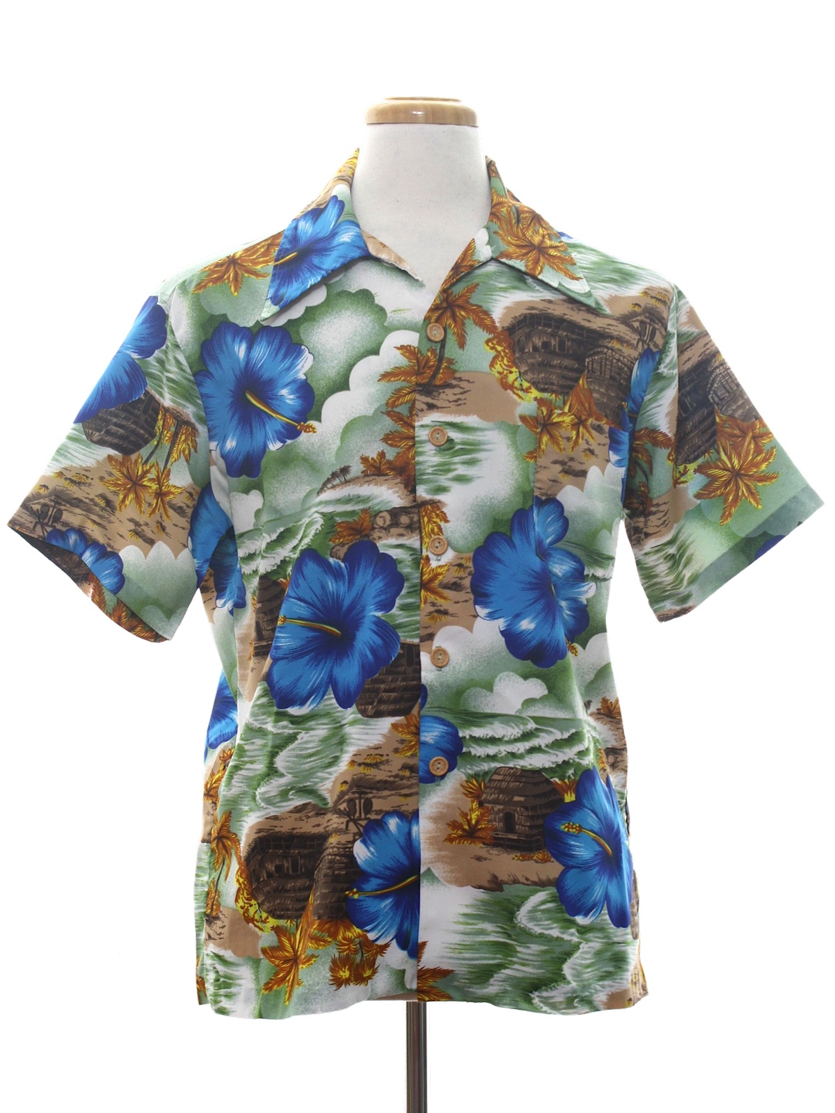 1970s Vintage Hawaiian Shirt: 70s -Unreadable Label- Mens white ...
