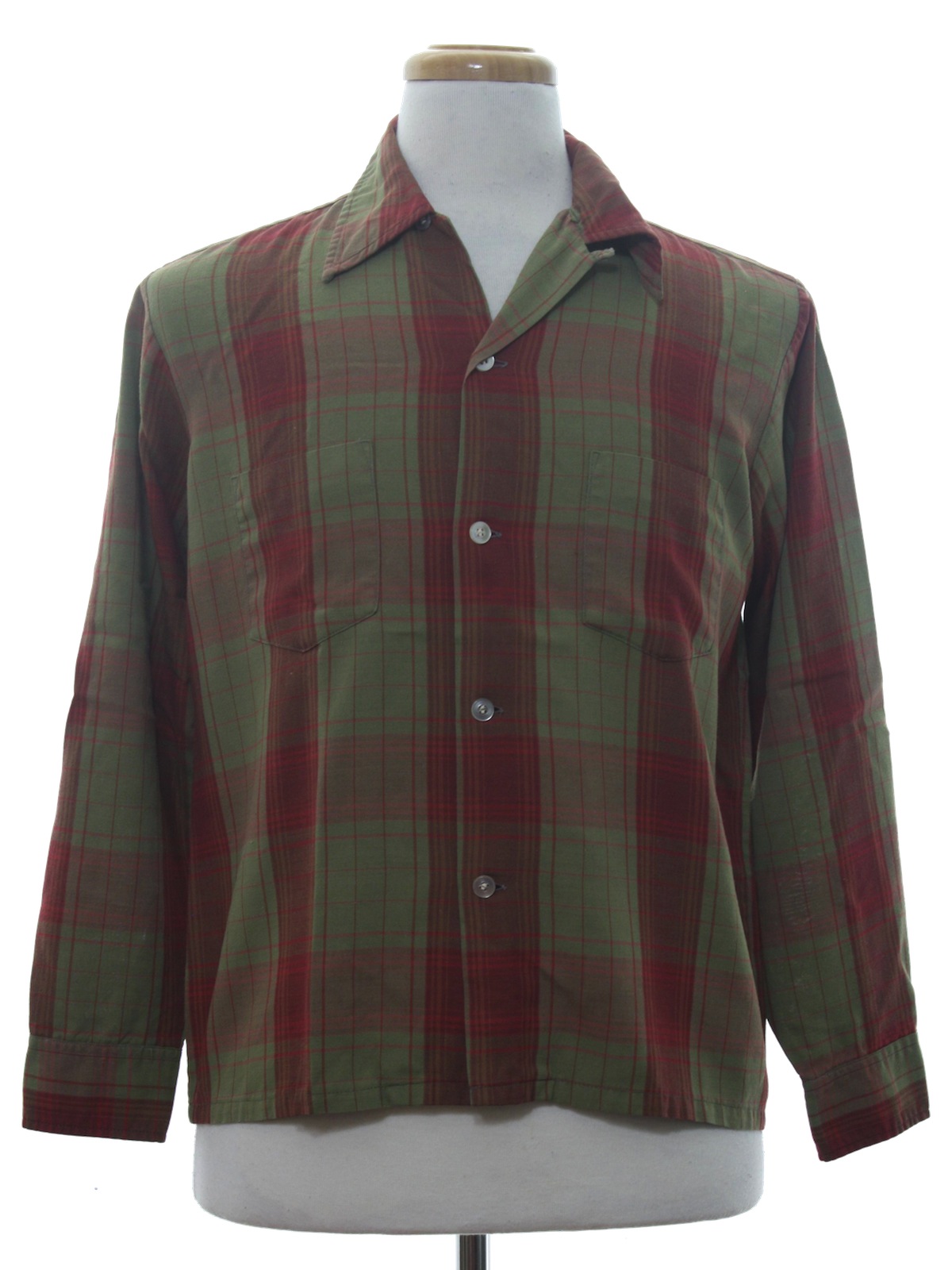 50's Vintage Gabardine Shirt: 50s -Brent- Mens dusty olive background ...