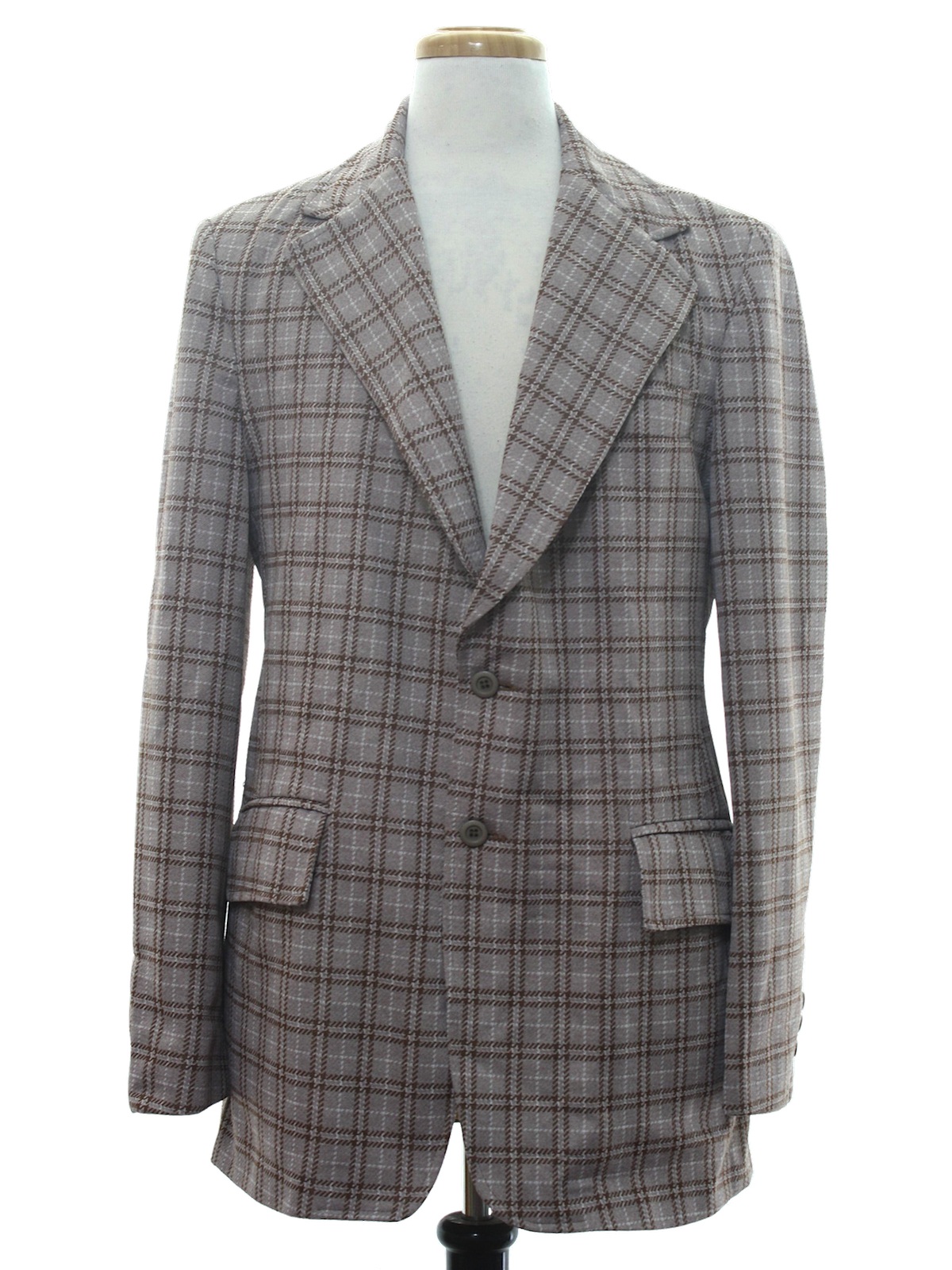 Retro 70's Jacket: 70s -Lenox Royal- Mens taupe background, brown and ...