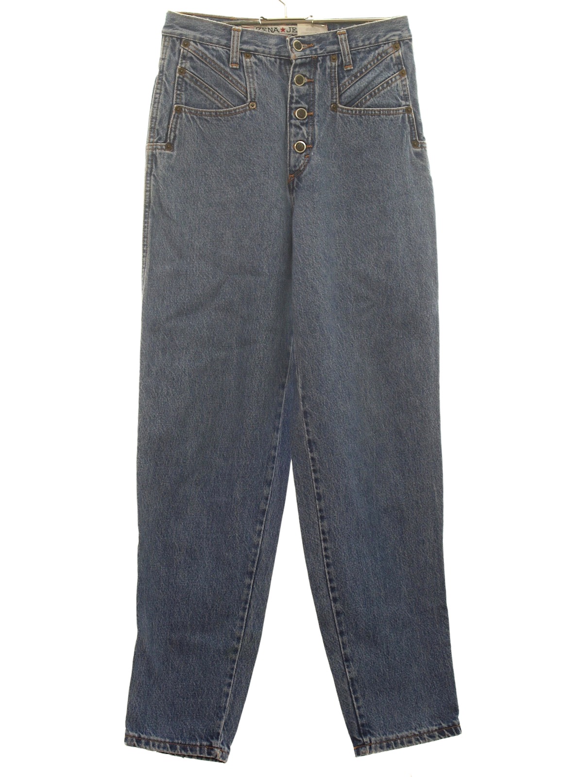 1980s Zena Jeans Pants: 80s -Zena Jeans- Womens medium blue cotton with ...