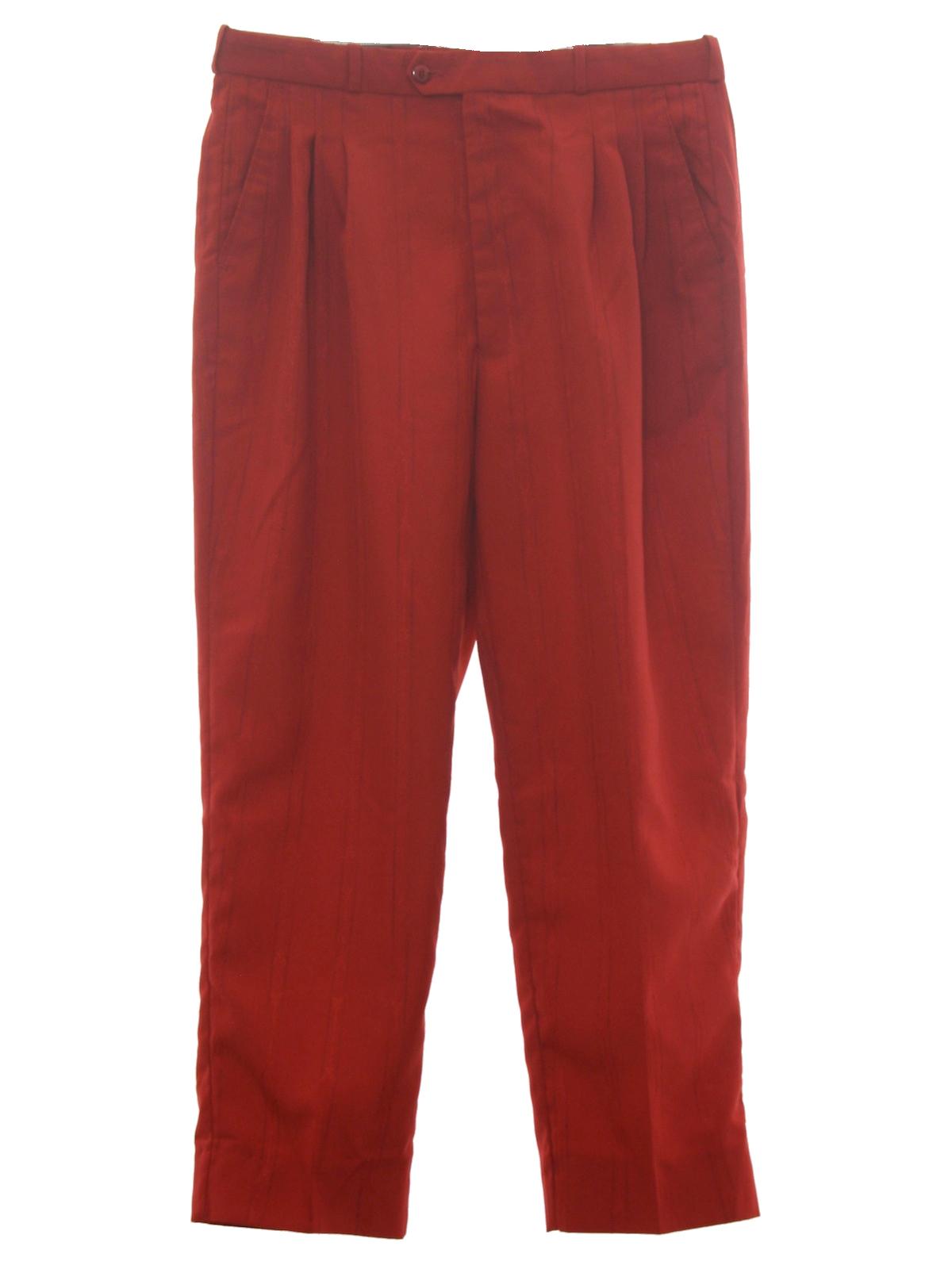 Vintage 1980's Pants: 80s -Pronti- Mens red background with black ...