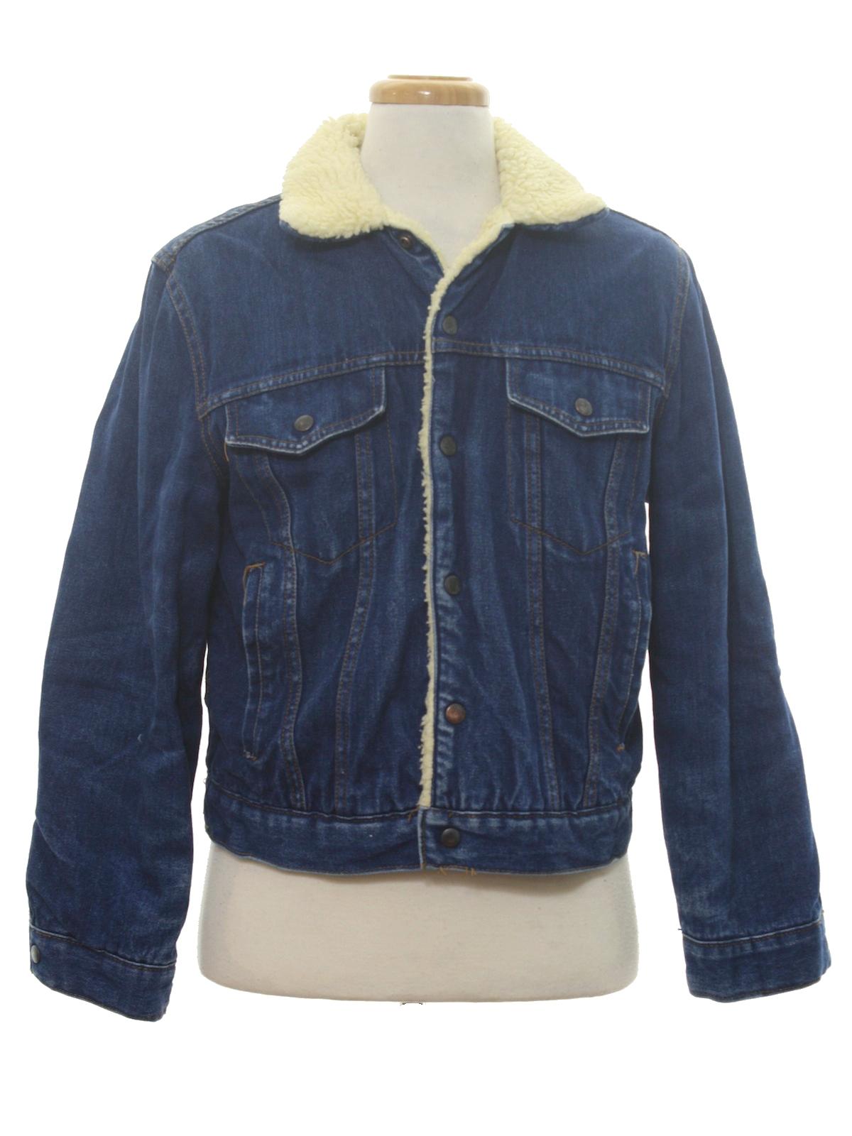 Vintage 1980's Jacket: 80s -Santee Street- Mens dark blue cotton denim ...