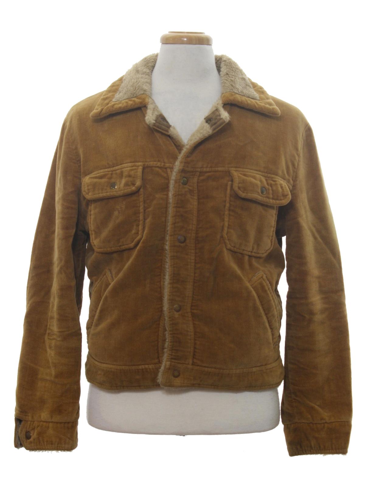 1960's Retro Jacket: Late 60s -Grande Bay- Mens light brown cotton wide ...
