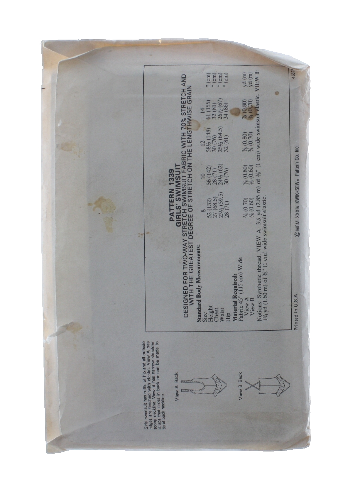 1980's Retro Sewing Pattern: 80s -Kwik Sew Pattern No. 1339