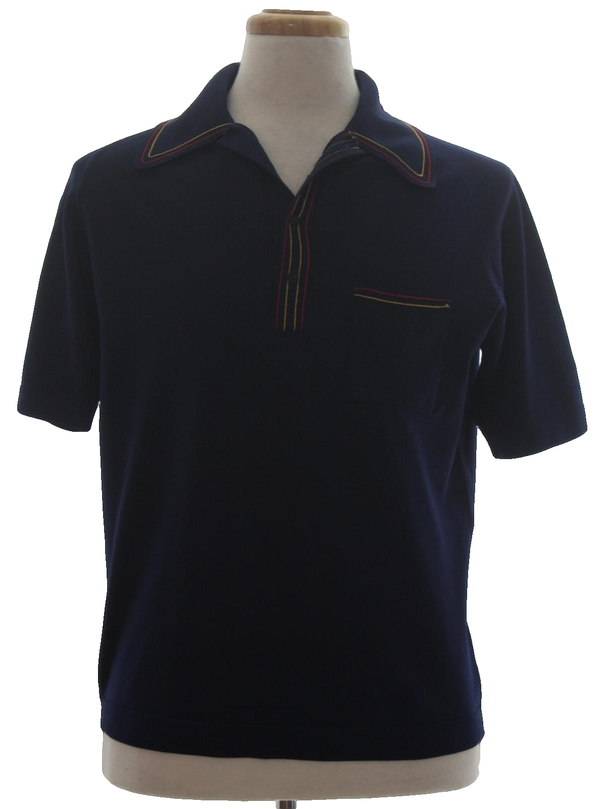 1970s Vintage Shirt: 70s -Missing Label- Mens navy blue background ...