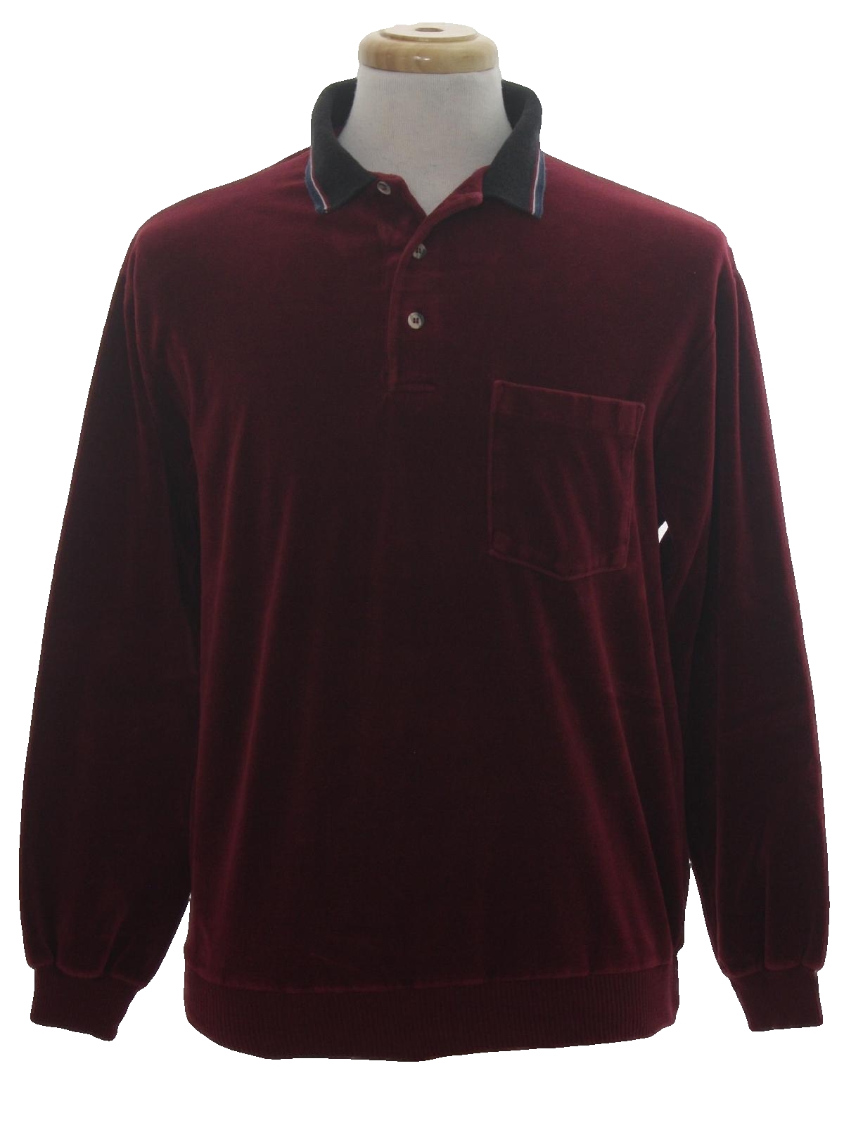 Vintage 1980's Velour Shirt: 80s -Chesterfield- Mens maroon, longsleeve ...