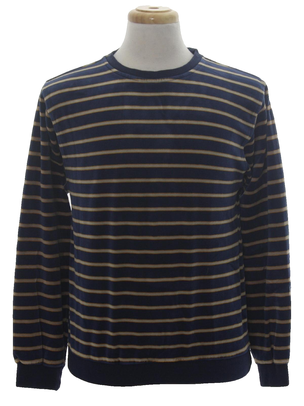 Vintage 1980's Velour Shirt: 80s -Hartog- Mens navy blue background ...