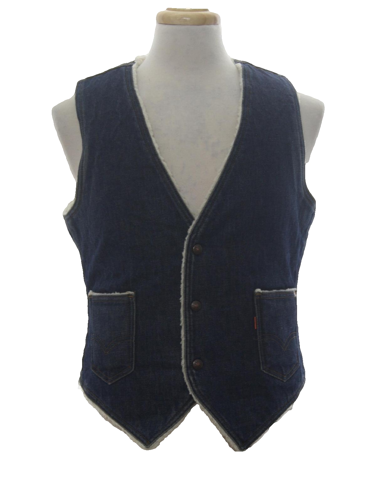 Sixties Vintage Vest: Late 60s or Early 70s -Levis- Mens dark blue ...