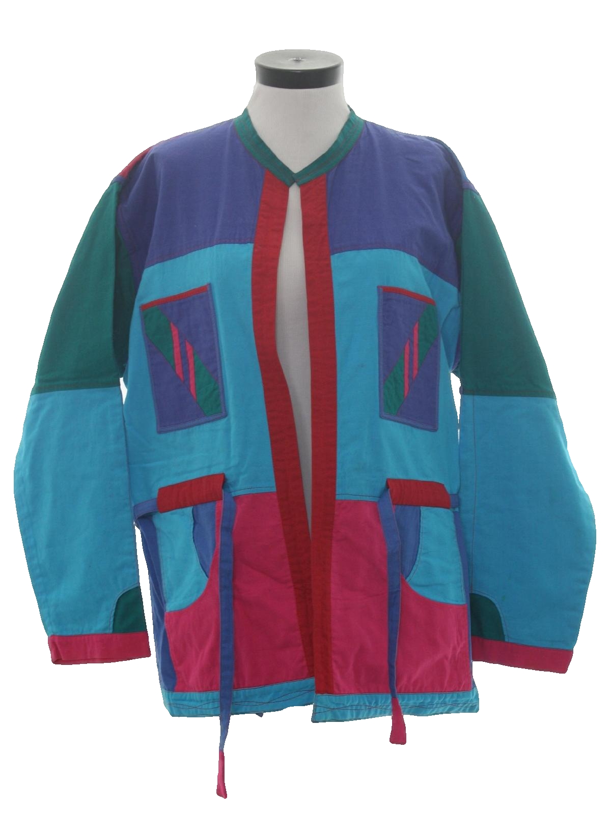 1980's Retro Jacket: 80s -Missing Label- Reversible Womens color block