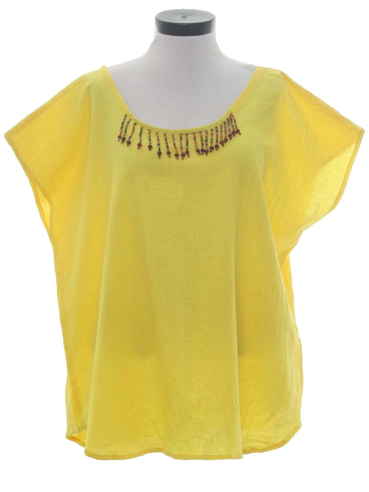 1980s Vintage Hippie Shirt: 80s -Roamans- Womens bright yellow ...