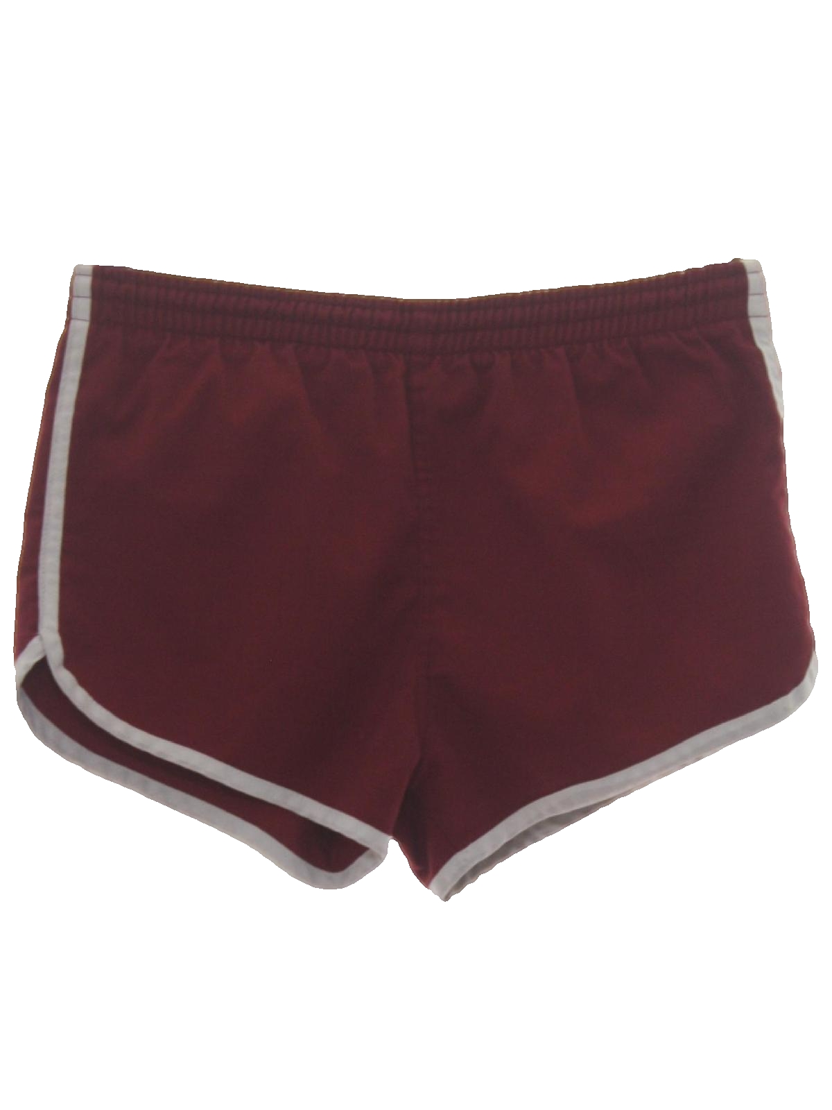 70s Retro Shorts 70s fabric label Mens wine background
