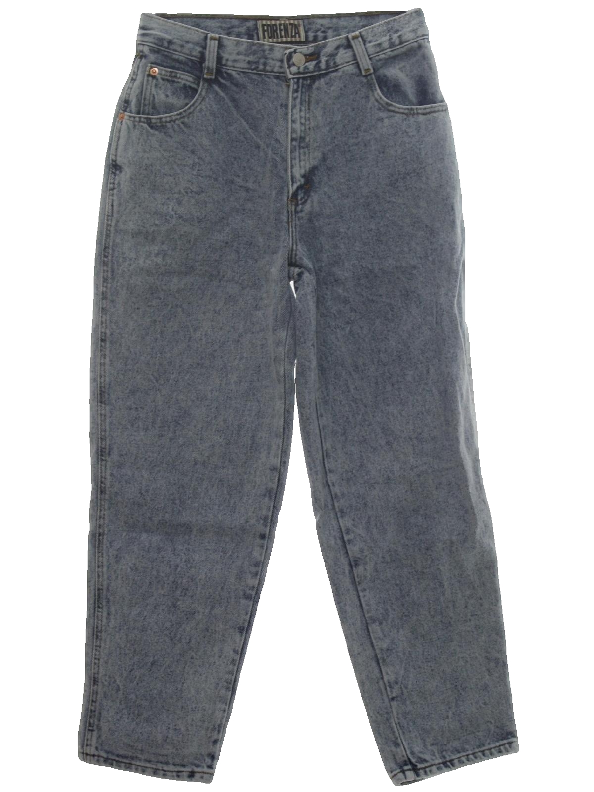 Retro 1990s Pants: 90s -Forenza- Womens blue background cotton denim ...