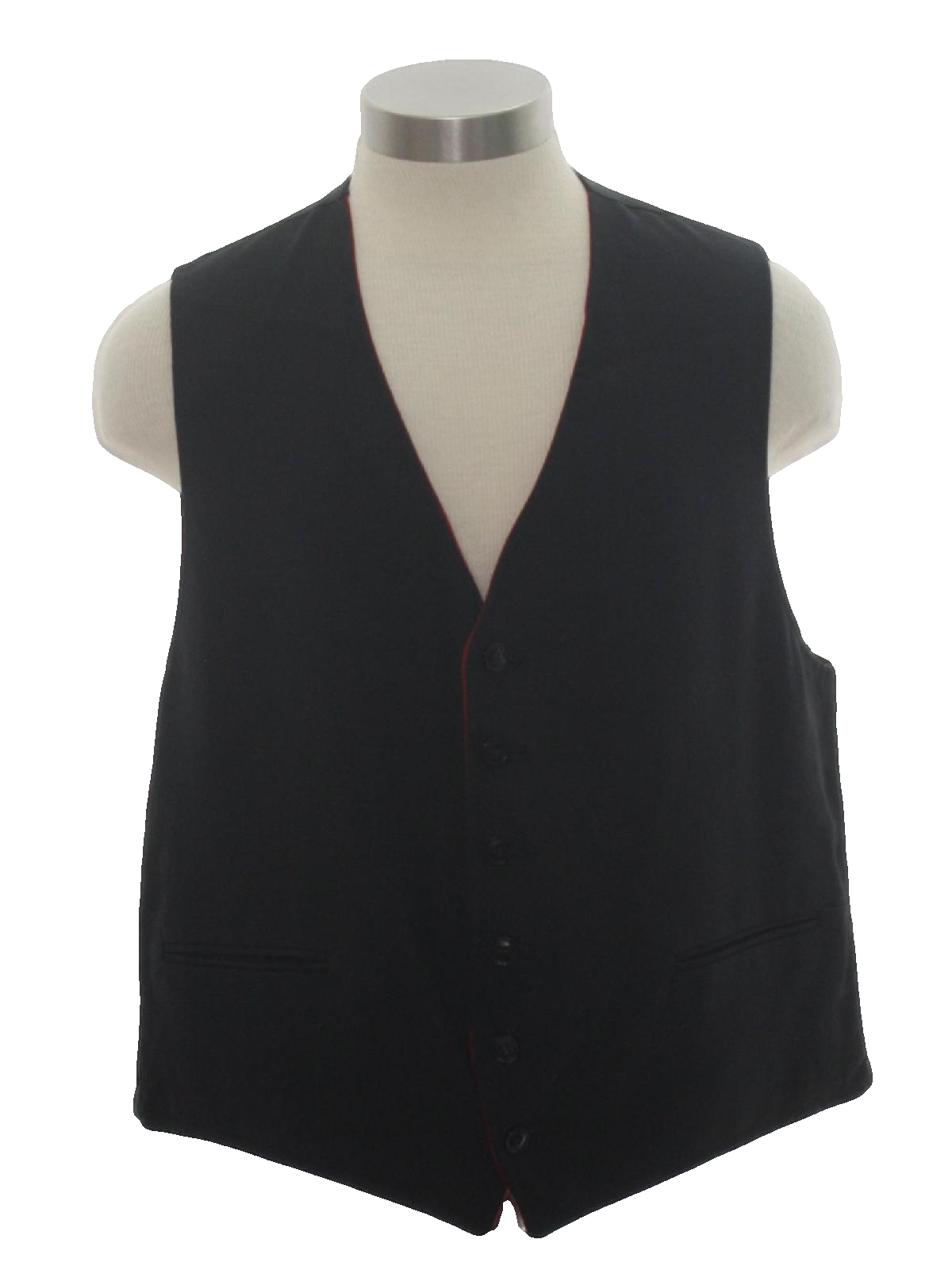 1960s Vintage Vest: 60s -No Label- Mens black, red wool flannel ...