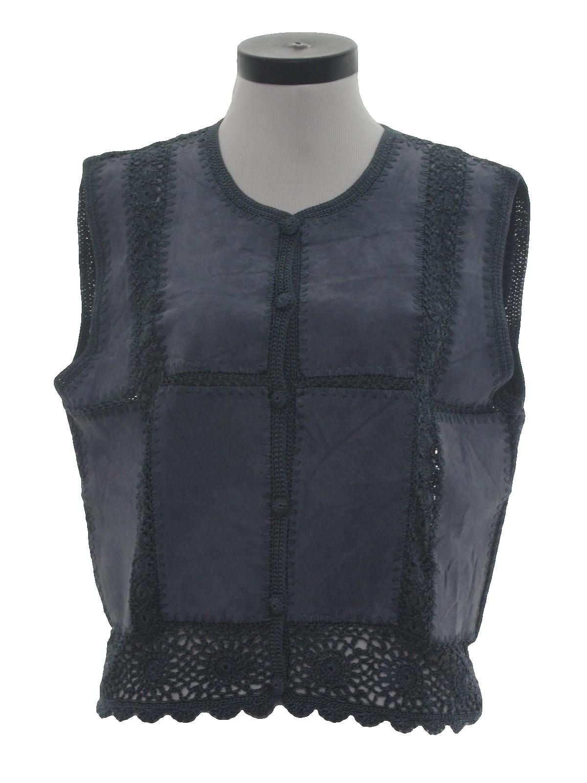 Vintage 80s Vest: 80s -Scully- Womens slate blue background suede ...