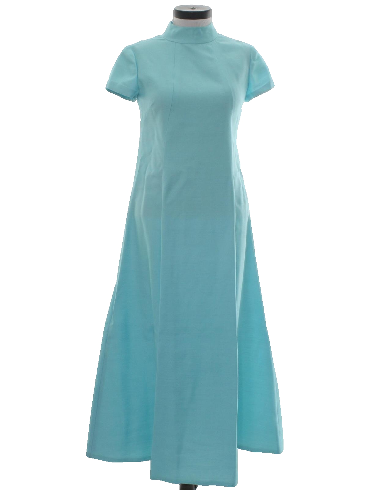 Retro Seventies Dress: 70s -Home Sewn- Womens light sky blue, blended ...