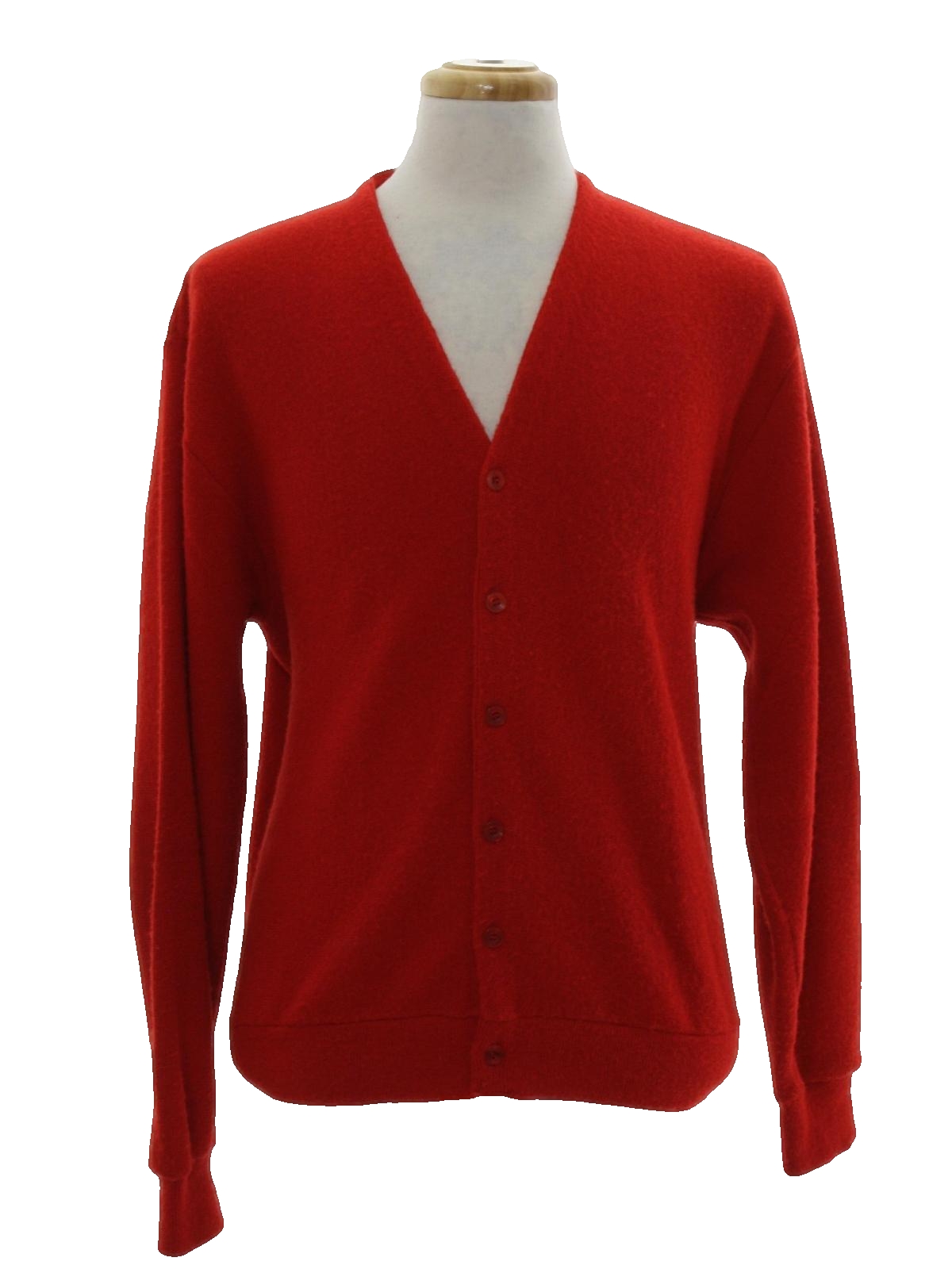 1970's Retro Caridgan Sweater: 70s Sportswear- Mens red, acrylic ...