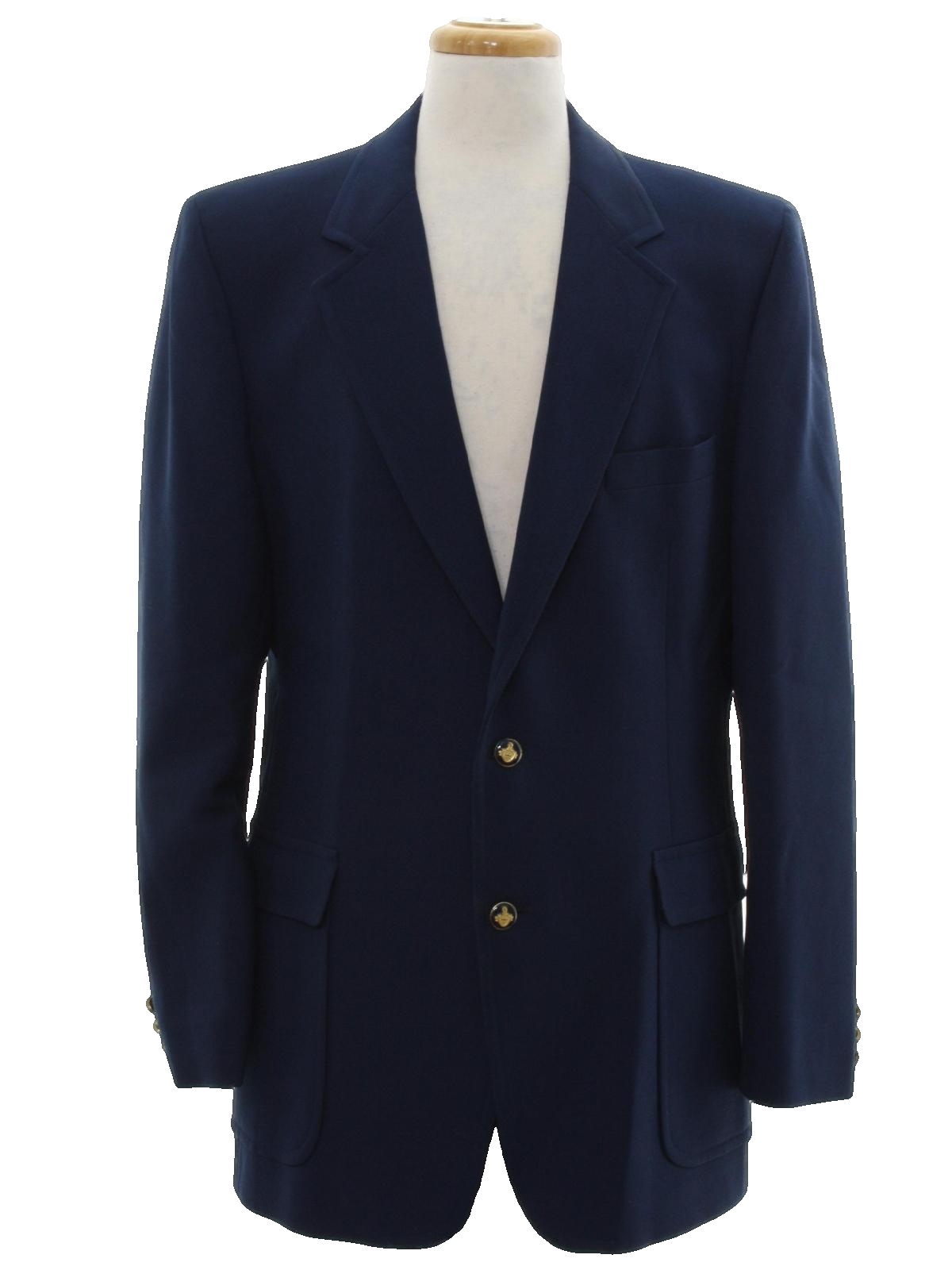 Vintage 60s Jacket: 60s -Knack- Mens navy blue, polyester knit, Sharks ...