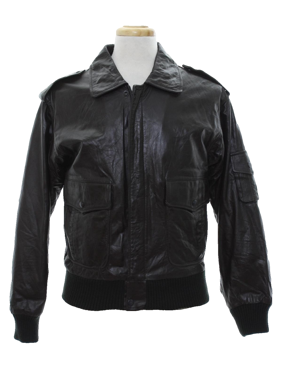 Vintage 1980's Leather Jacket: 80s -Care Label Only- Mens black ...