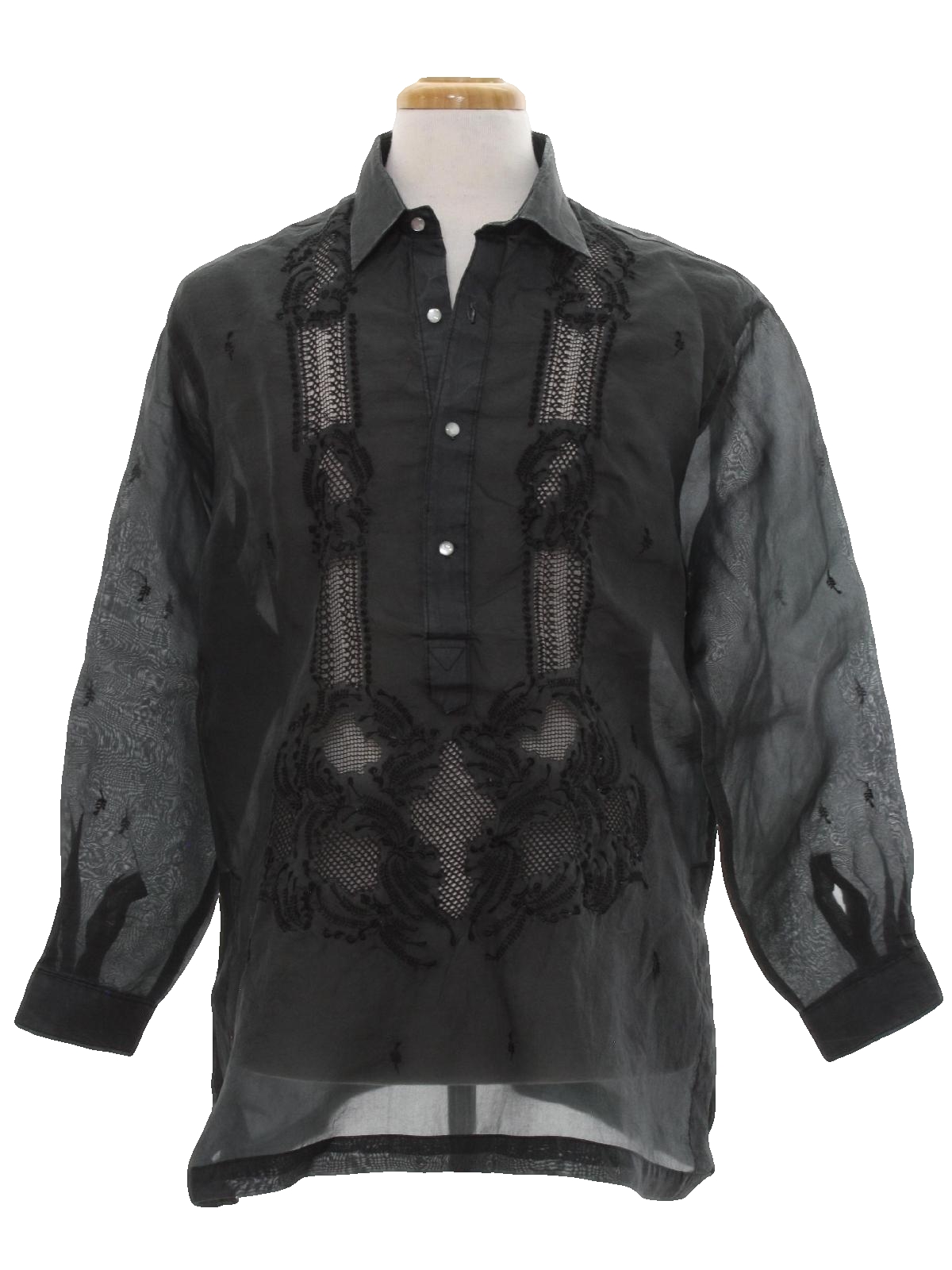 Download 1980s Hippie Shirt: 80s -No Label- Mens black background ...
