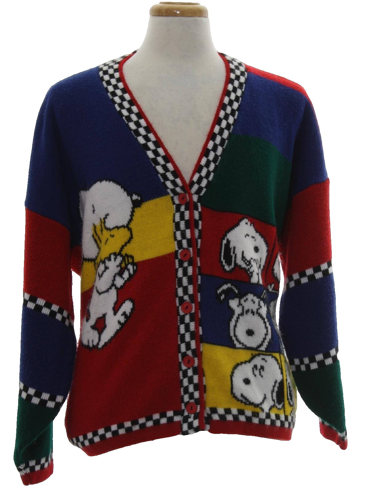 1980s Snoopy and Friends Caridgan Sweater 80s Snoopy and Friends