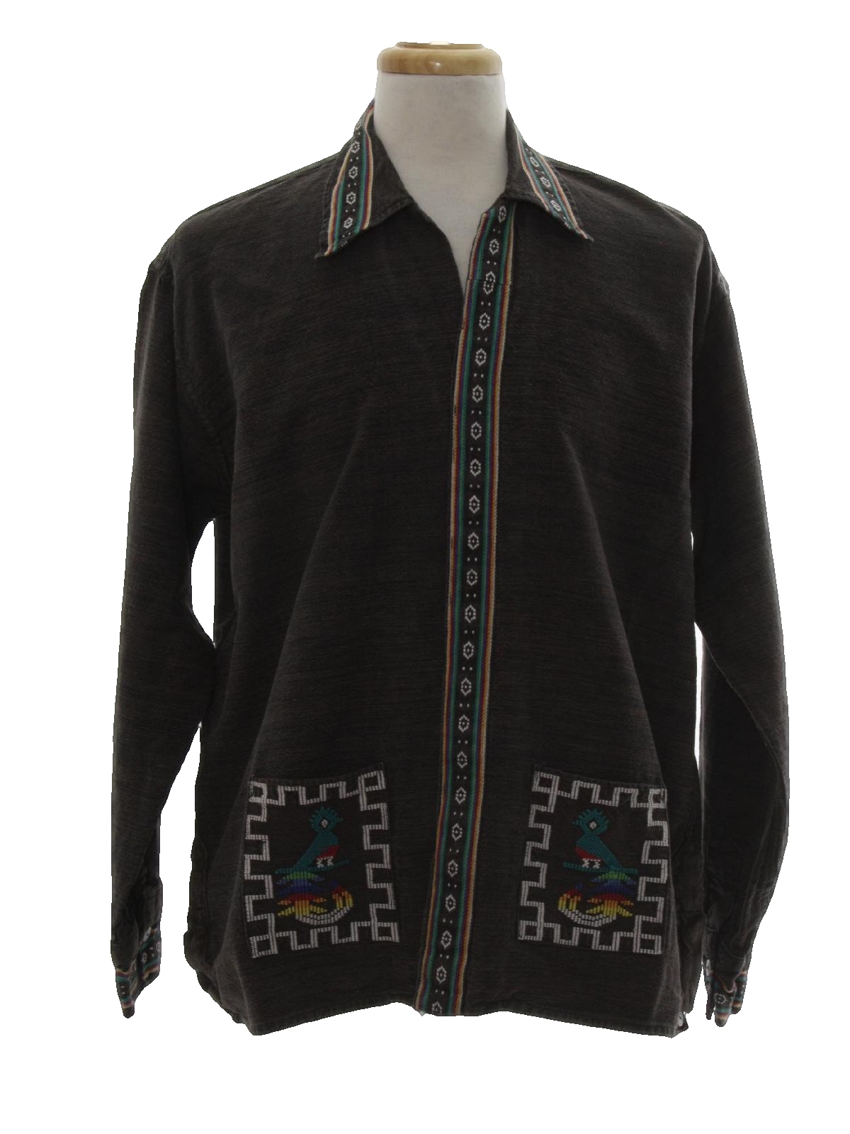 Vintage 80s Hippie Shirt: 80s -No Label- Mens Brown background thick ...