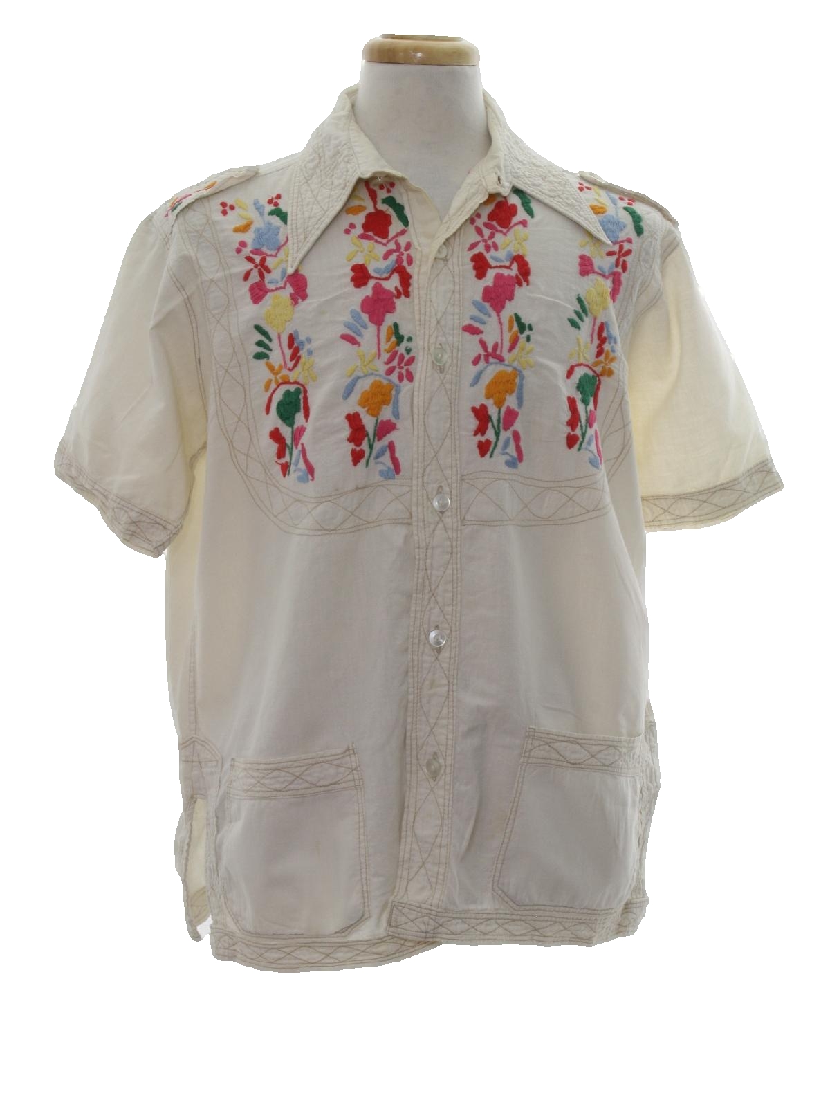 Download 1970's Hippie Shirt: 70s -No Label- Mens Off White ...