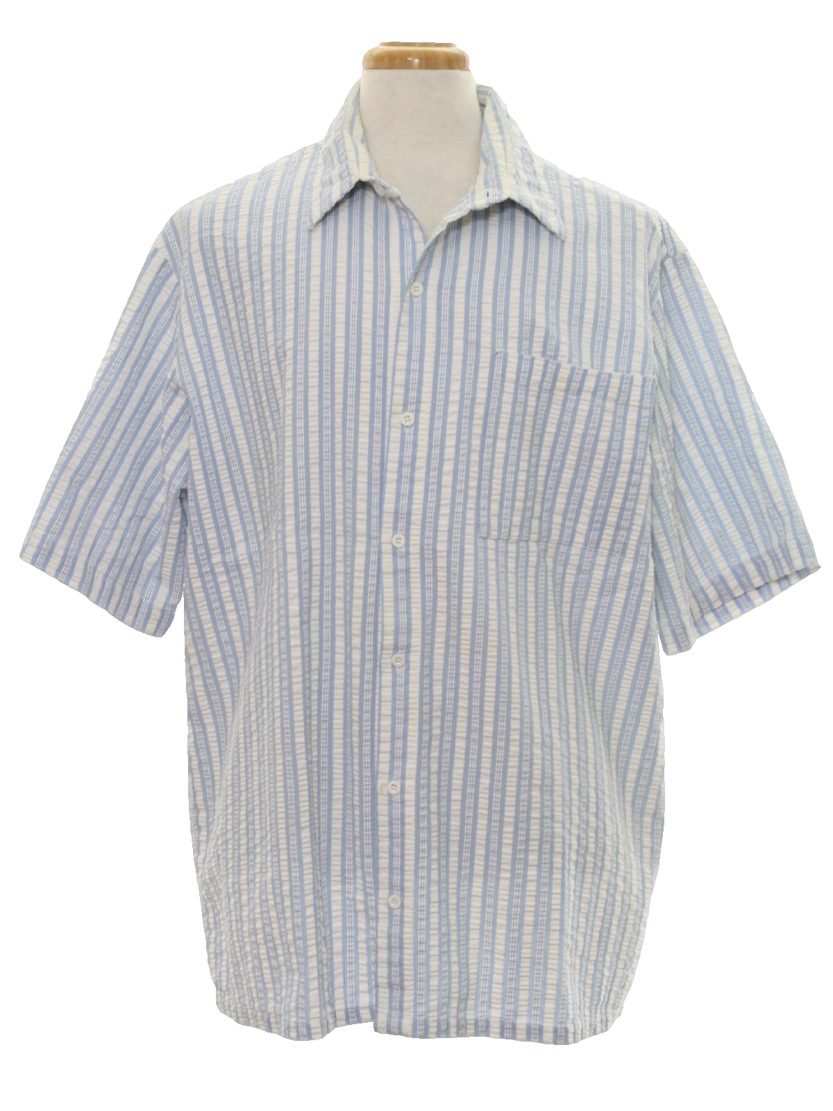Vintage 1970's Shirt: 70s -DaVinci- Mens baby blue and white, cotton ...