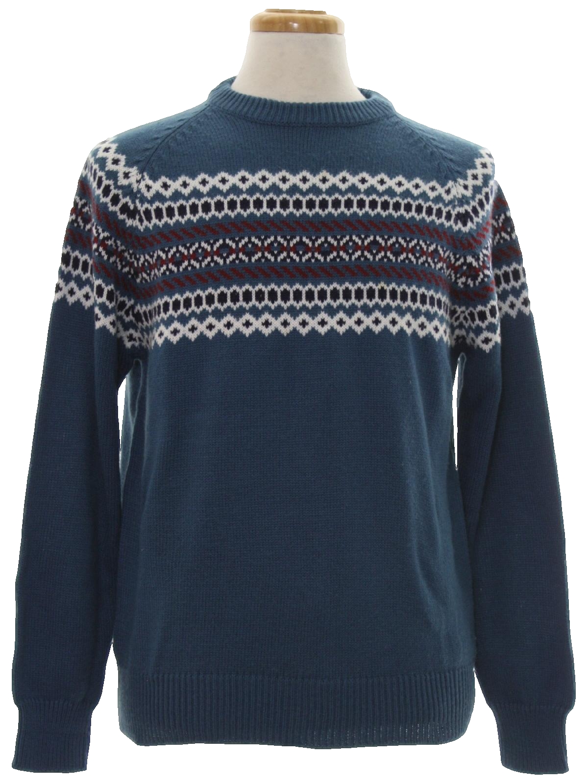 1970's Retro Sweater: 70s authentic vintage -Down Hill- Mens dusty blue ...