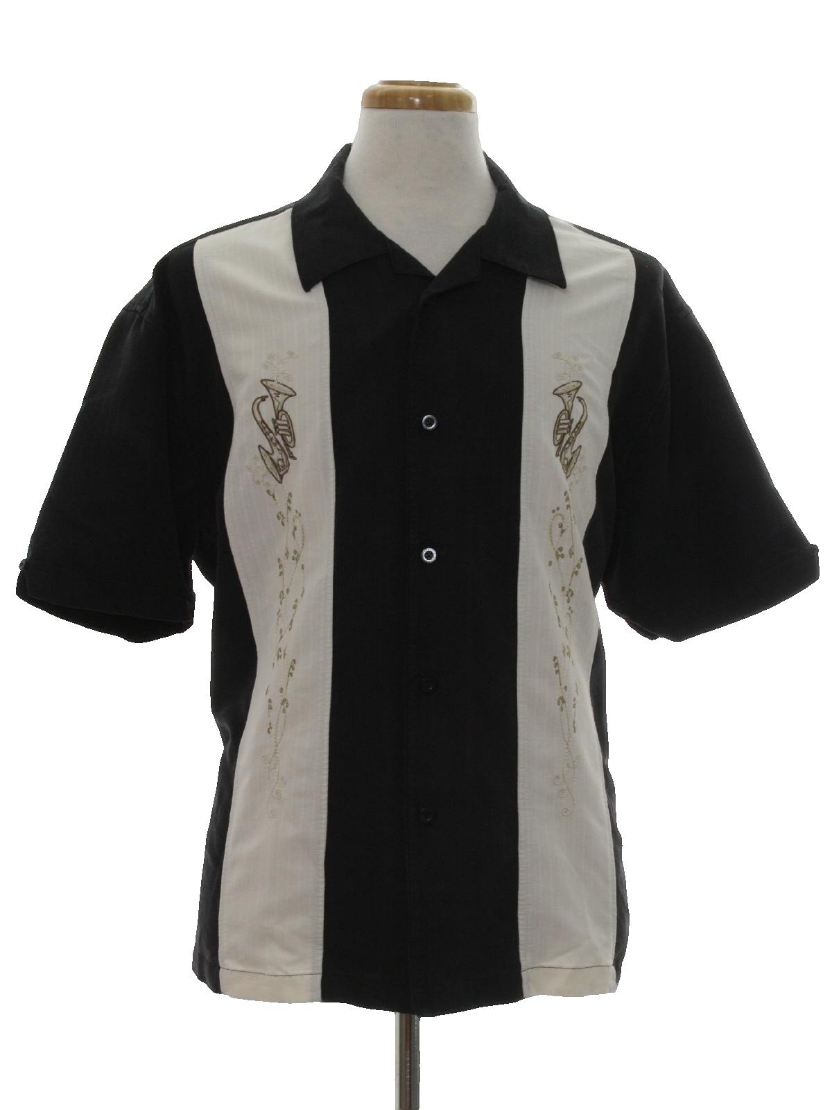 1980's Shirt (Cubavera): 80s -Cubavera- Mens black background, white ...