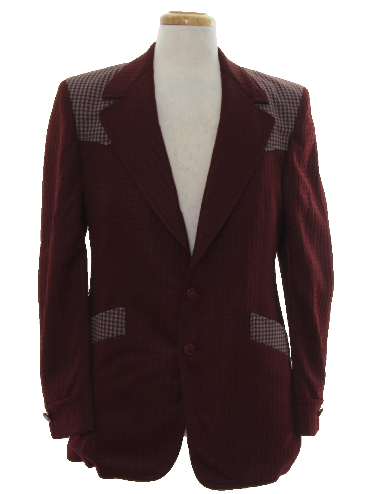 1970s Vintage Jacket: 70s -Hampton Park- Mens maroon and grey subtle ...