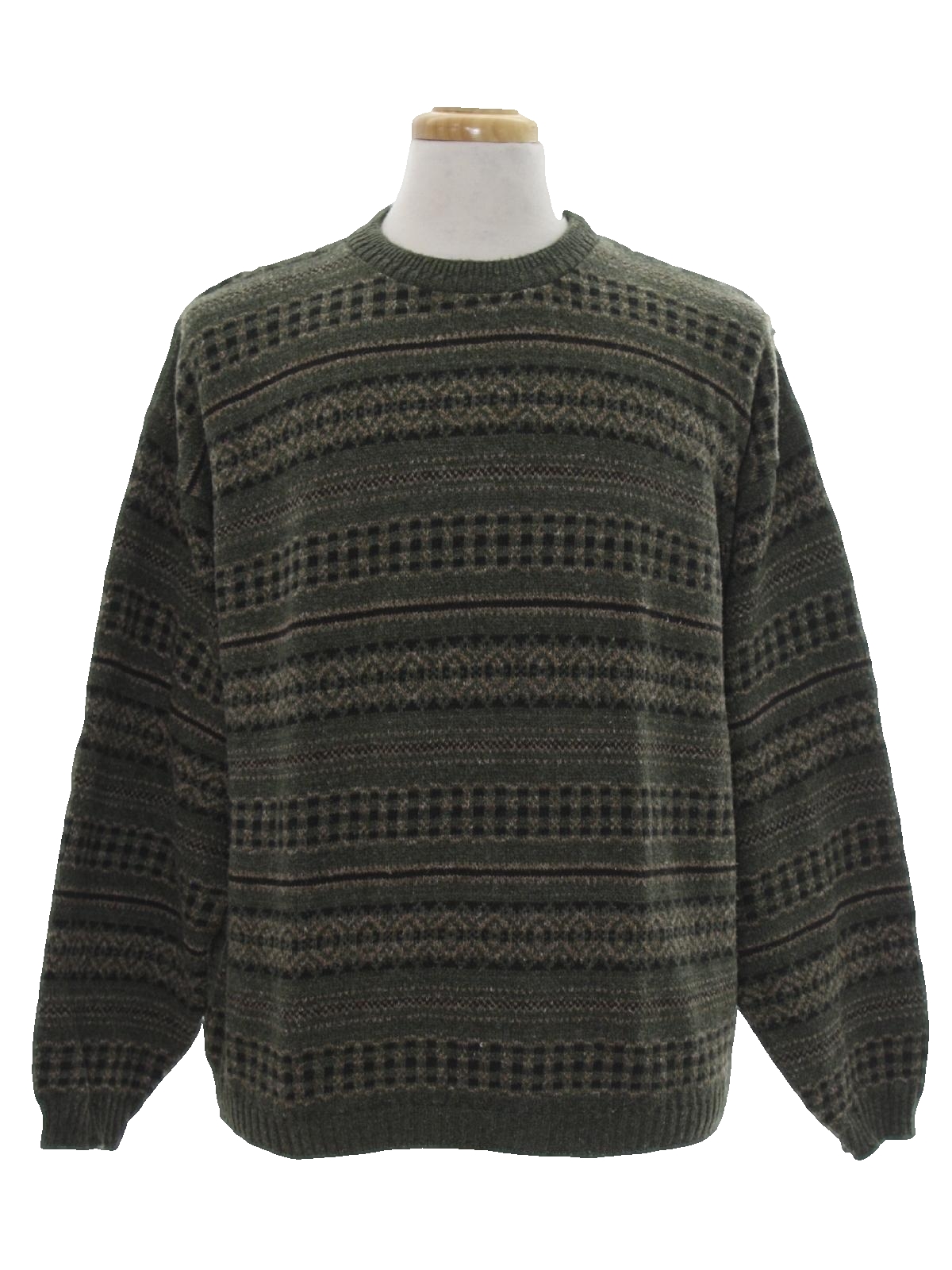 1980's Retro Sweater: Late 80s -Bill Blass- Mens hazy moss green ...