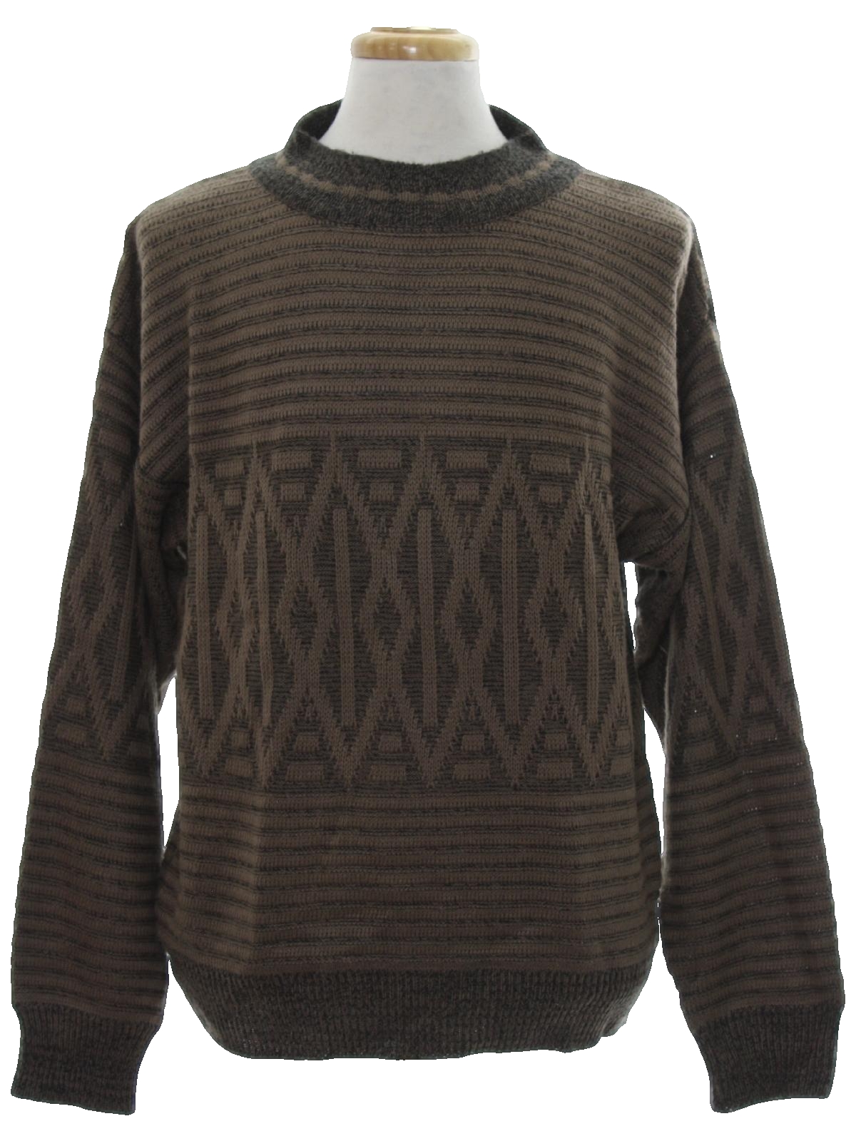 Retro 1980s Sweater: Late 80s or Early 90s -Spettro- Mens taupe and ...