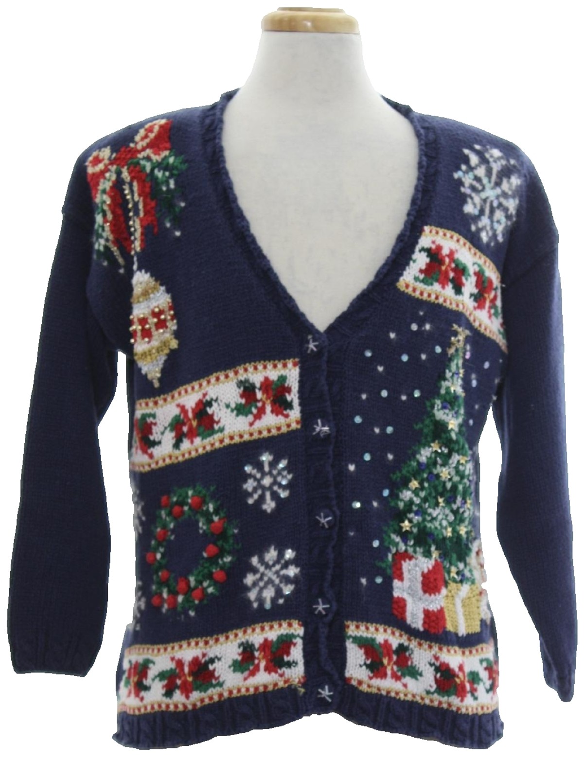 Retro Nineties Ugly Christmas Cardigan Sweater: 90s authentic vintage ...