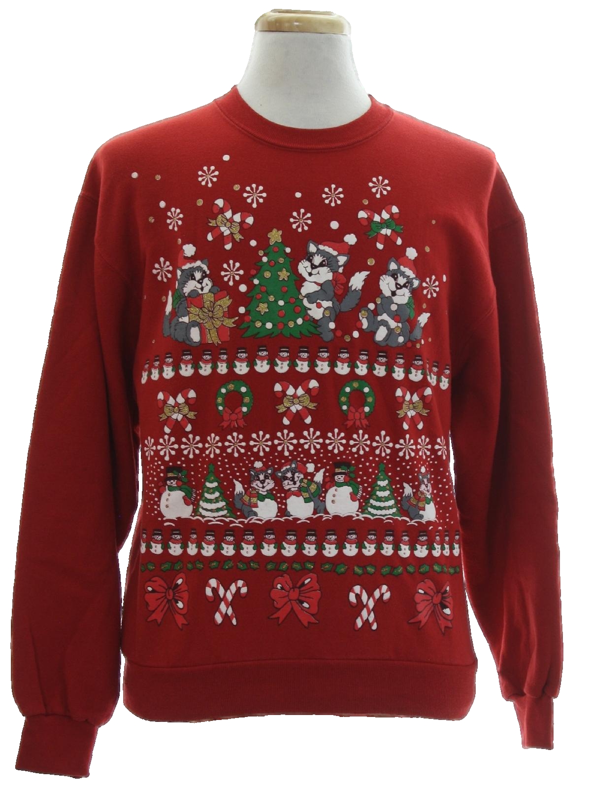 Cat-Tastic Ugly Christmas Sweatshirt: retro look -Jerzees- Unisex red ...