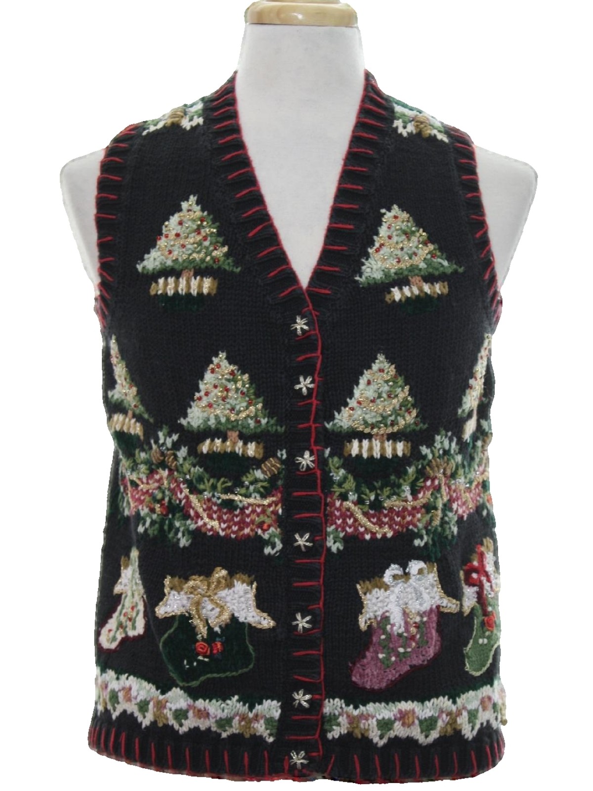 Ugly Christmas Sweater Vest: -Tiara International 2000- Unisex black ...