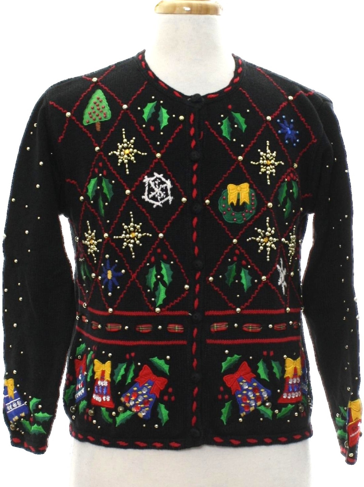 Womens Ugly Christmas Sweater: -Designer Originals Studio- Womens black ...