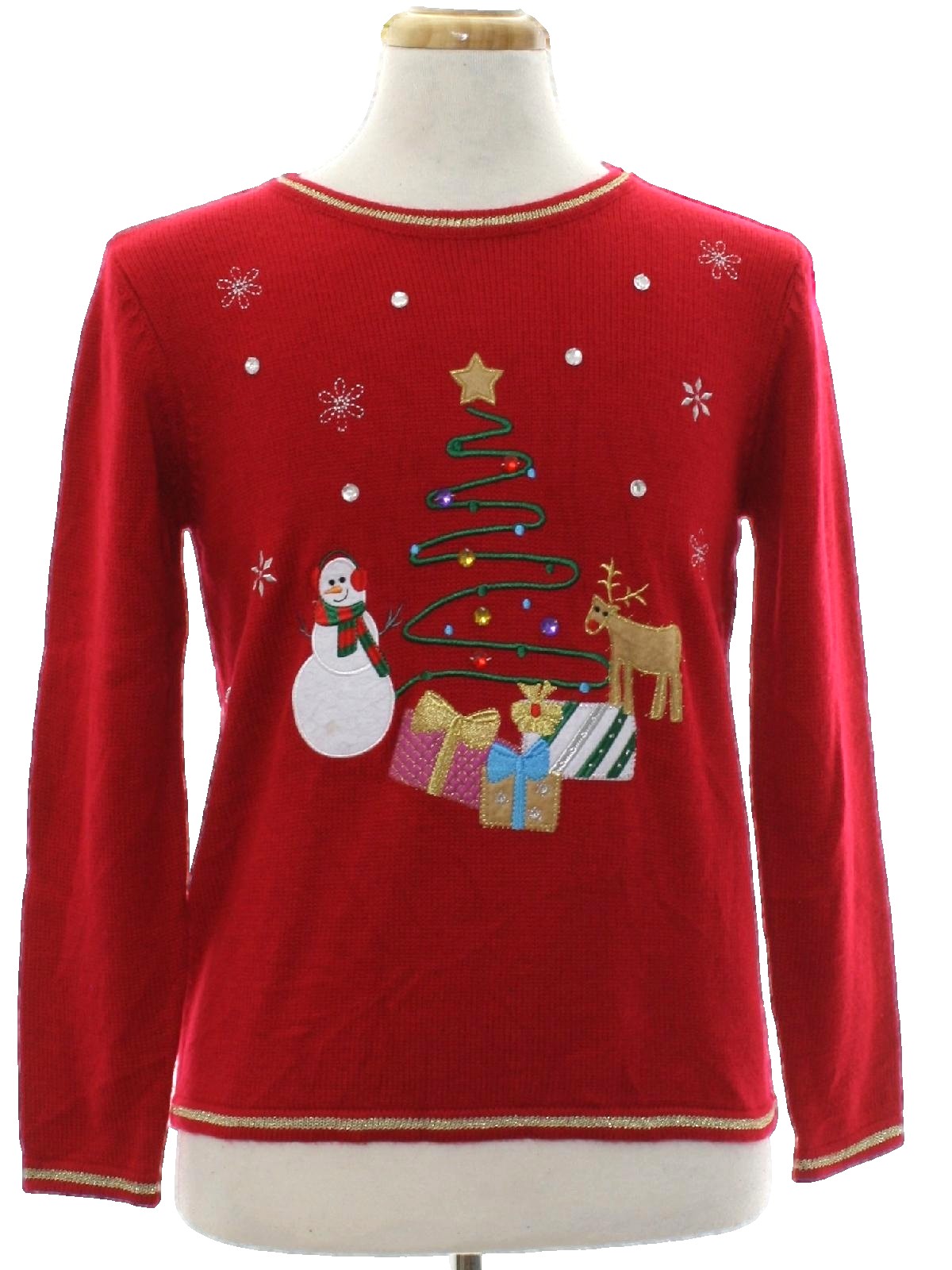 Womens Ugly Christmas Sweater: -Care Label Only- Womens red background ...