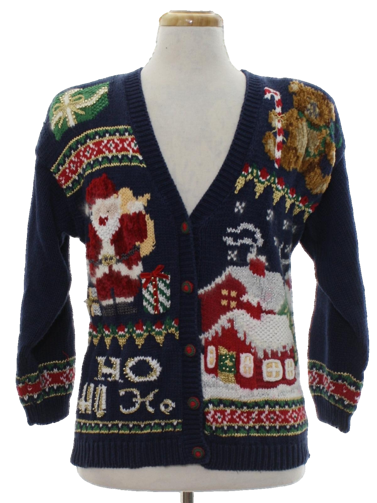 Ugly Christmas Cardigan Sweater: -Tiara Petites- Unisex blue cotton ...