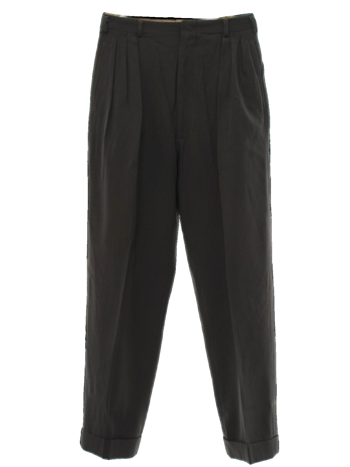 Retro 1940s Pants: Late 40s -No Label- Mens dark gray drapey wool ...