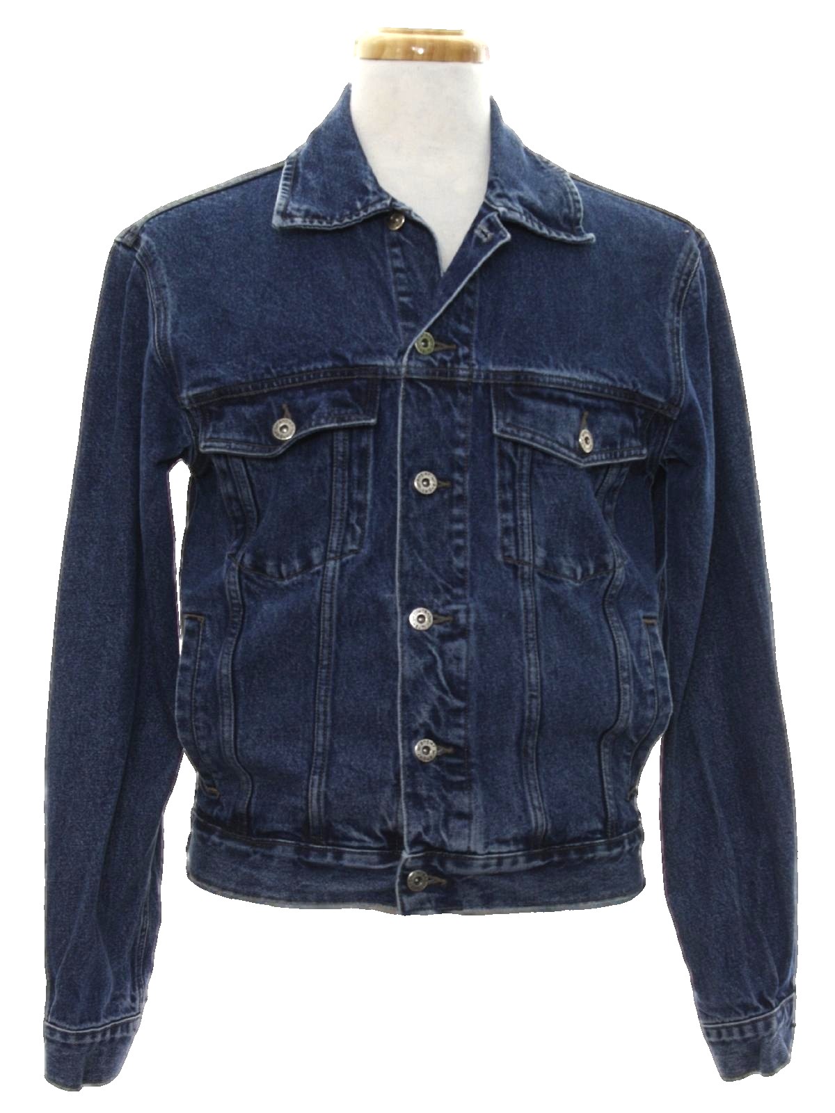 90s Jacket (Wrangler): 90s -Wrangler- Mens faded blue cotton denim ...